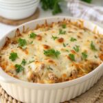 Golden keto tuna casserole fresh out of the oven