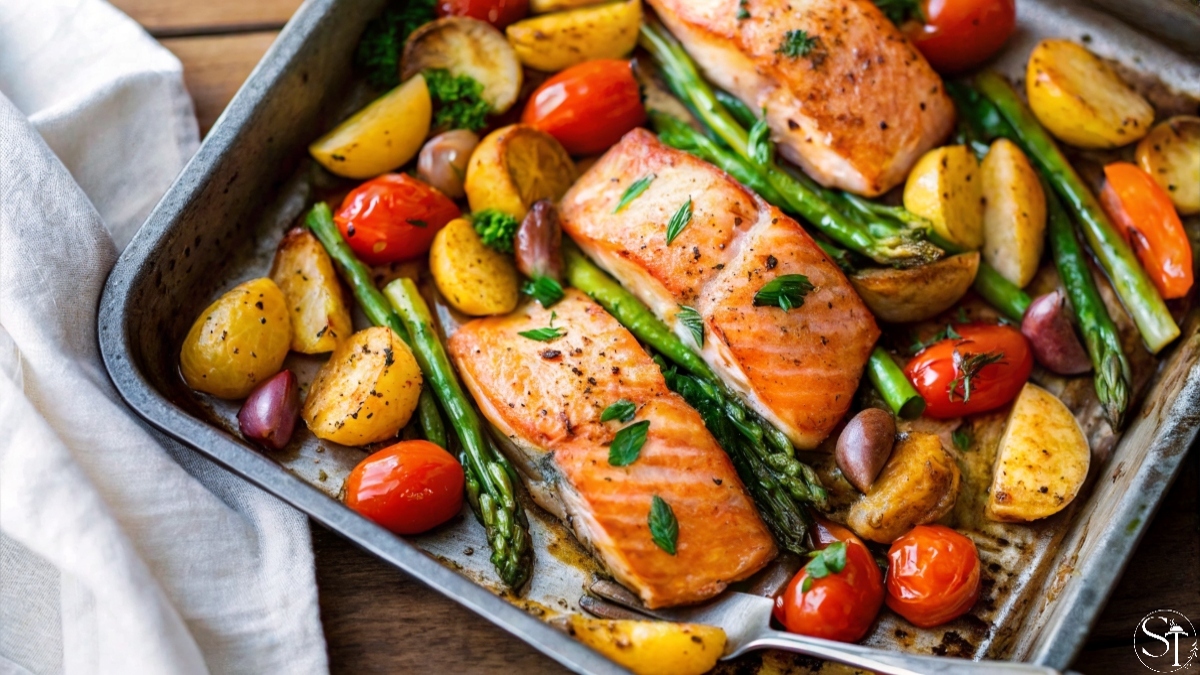 One-Pan Roasted Salmon with Veggies