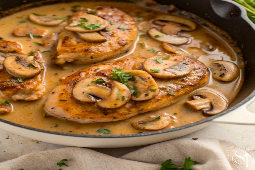chicken with gravy and mushrooms